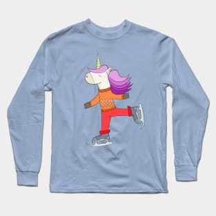 Unicorn skating in winter Long Sleeve T-Shirt